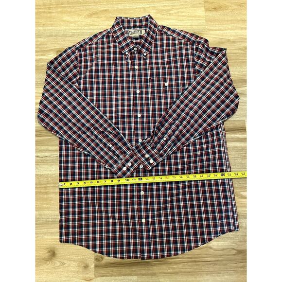 Duluth Trading Company Relaxed Fit Button Down Plaid Dress Shirt Large Tall - Picture 5 of 6